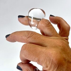 Vintage Lucite Ring Chunky Crystal Bubble Dome Statement Unisex Acrylic Jewelry